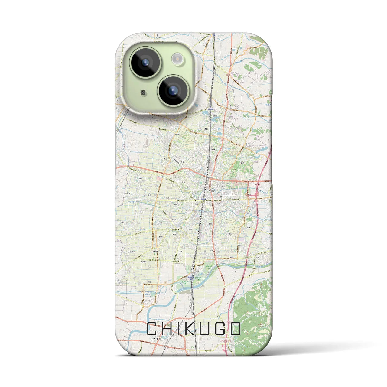 【筑後（福岡県）】地図柄iPhoneケース（バックカバータイプ）