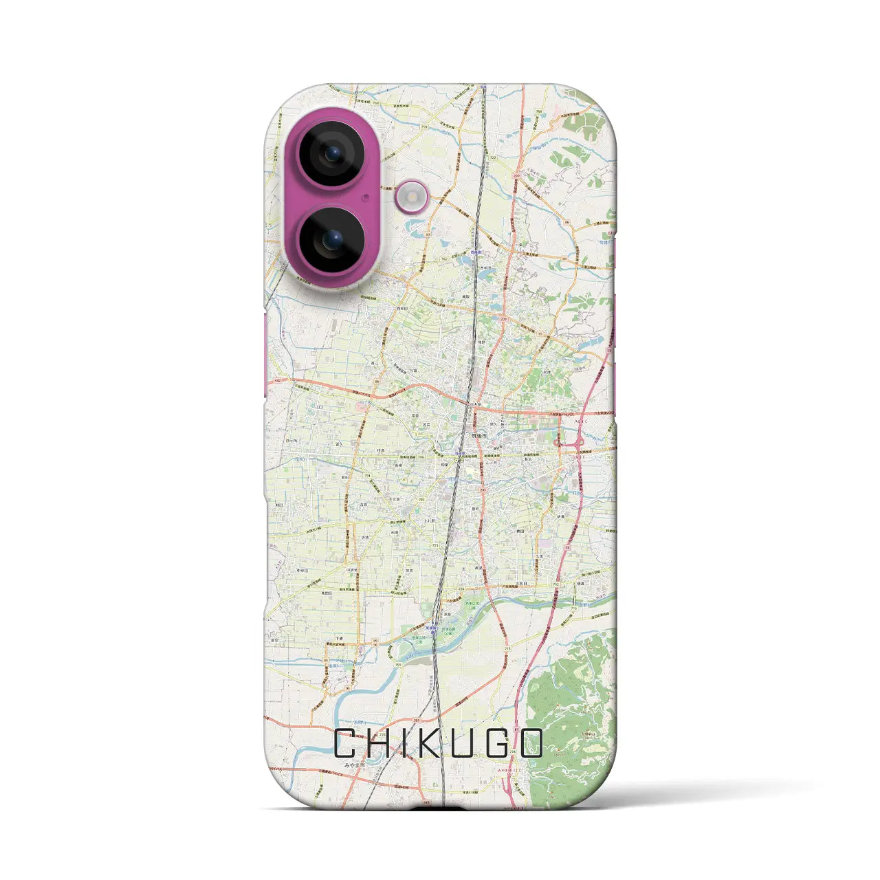 【筑後（福岡県）】地図柄iPhoneケース（バックカバータイプ）