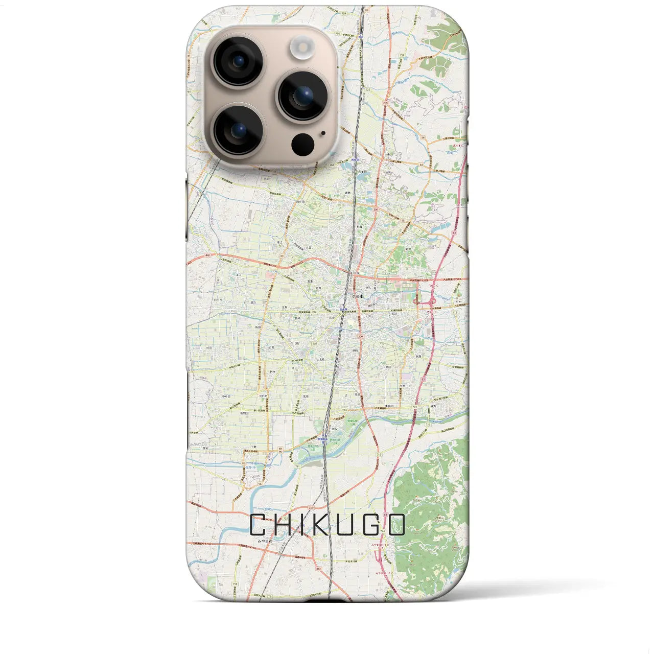 【筑後（福岡県）】地図柄iPhoneケース（バックカバータイプ）