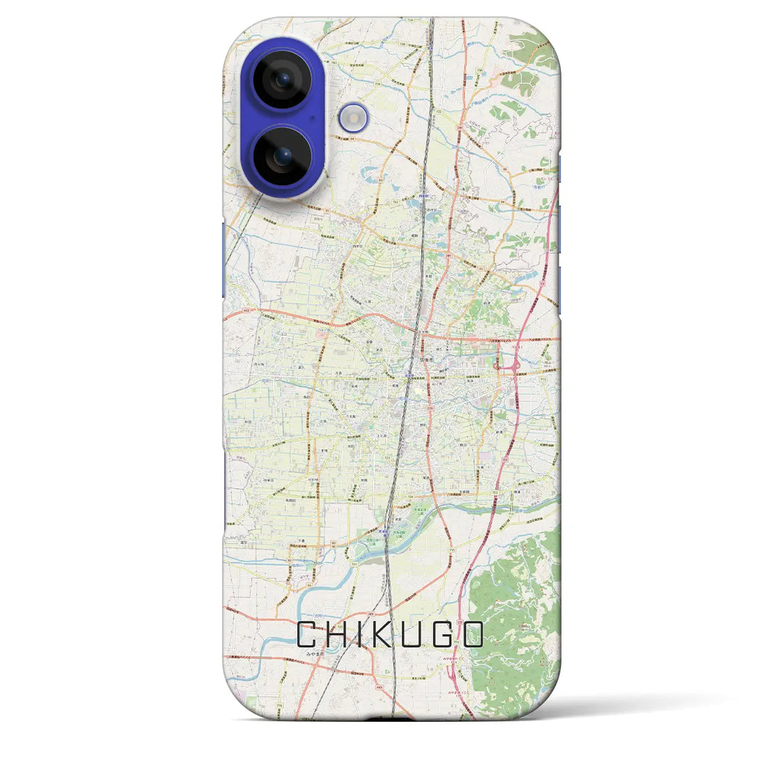 【筑後（福岡県）】地図柄iPhoneケース（バックカバータイプ）ブラック・iPhone 16 Pro Max 用