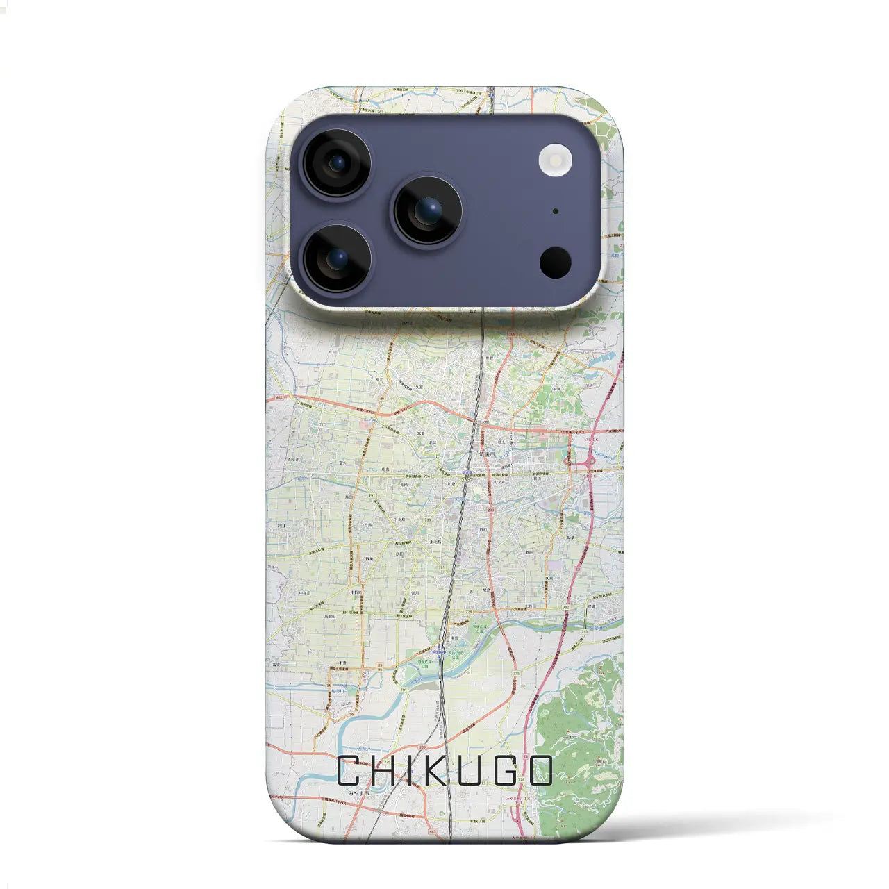 【筑後（福岡県）】地図柄iPhoneケース（バックカバータイプ）