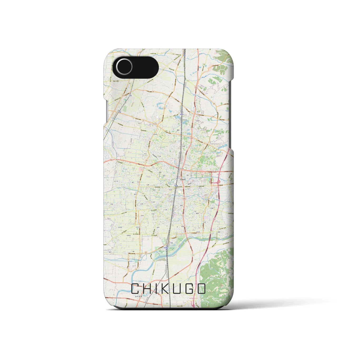 【筑後（福岡県）】地図柄iPhoneケース（バックカバータイプ）