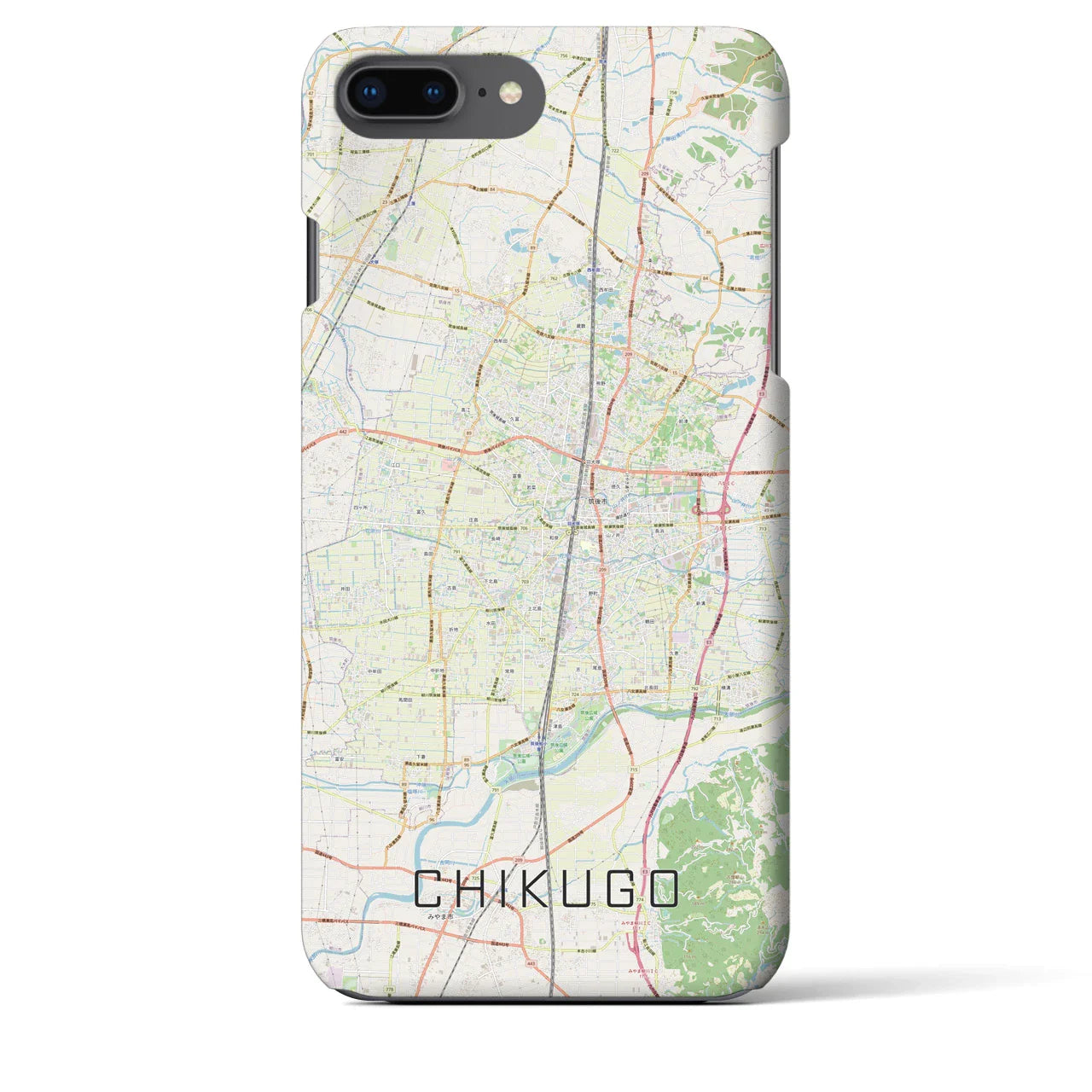 【筑後（福岡県）】地図柄iPhoneケース（バックカバータイプ）