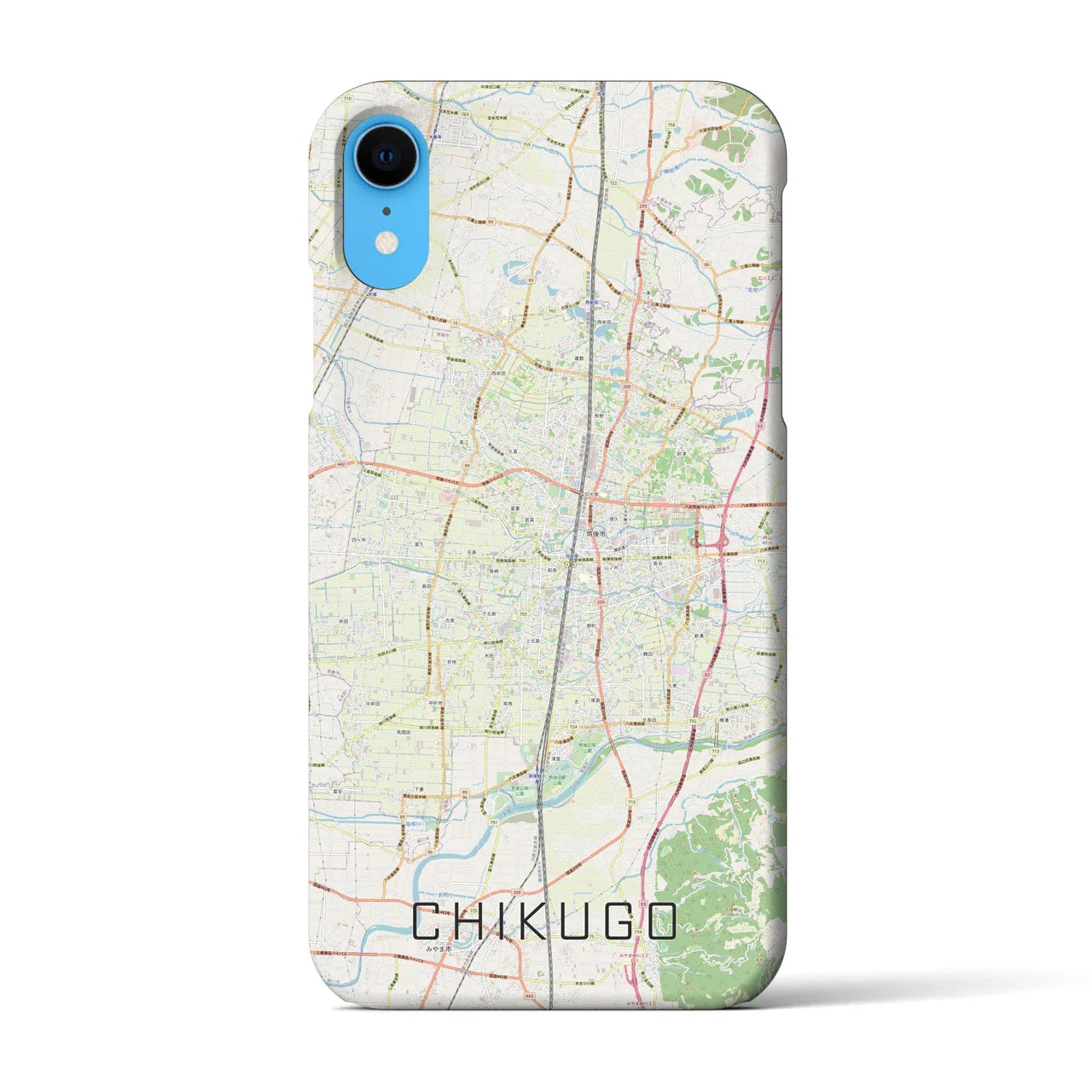 【筑後（福岡県）】地図柄iPhoneケース（バックカバータイプ）