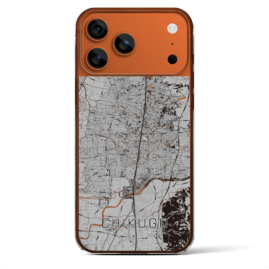 【筑後(福岡県)】地図柄iPhoneケース(クリアタイプ)モノトーン・iPhone 17 Pro Max 用