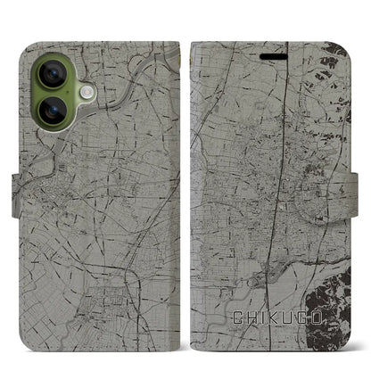 【筑後（福岡県）】地図柄iPhoneケース（手帳タイプ）