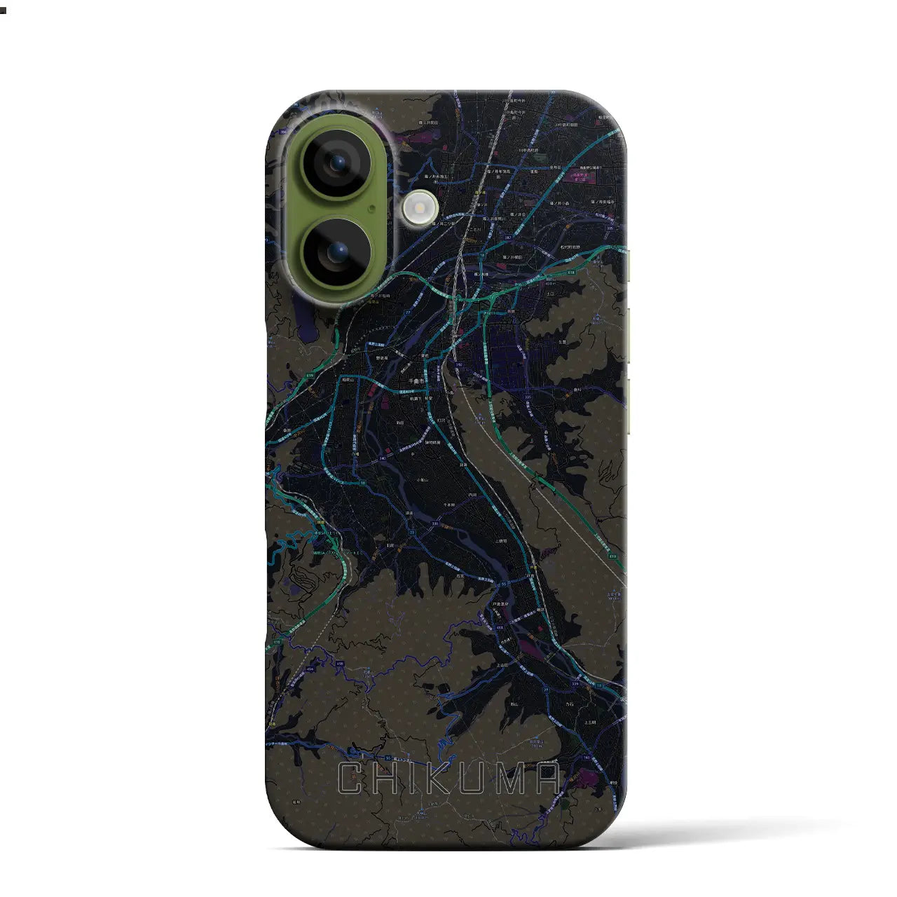 【千曲（長野県）】地図柄iPhoneケース（バックカバータイプ）