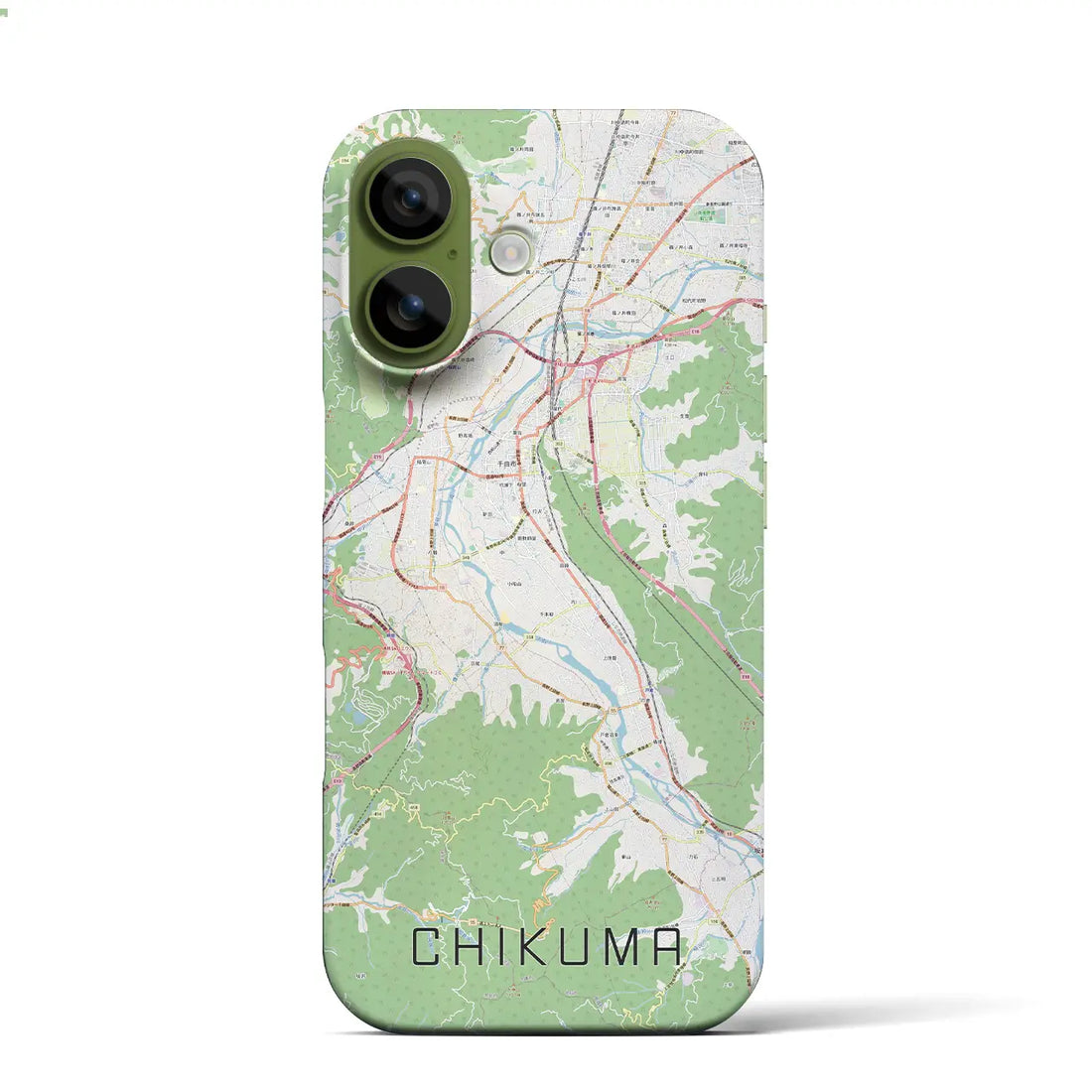 【千曲（長野県）】地図柄iPhoneケース（バックカバータイプ）ブラック・iPhone 17 Pro Max 用