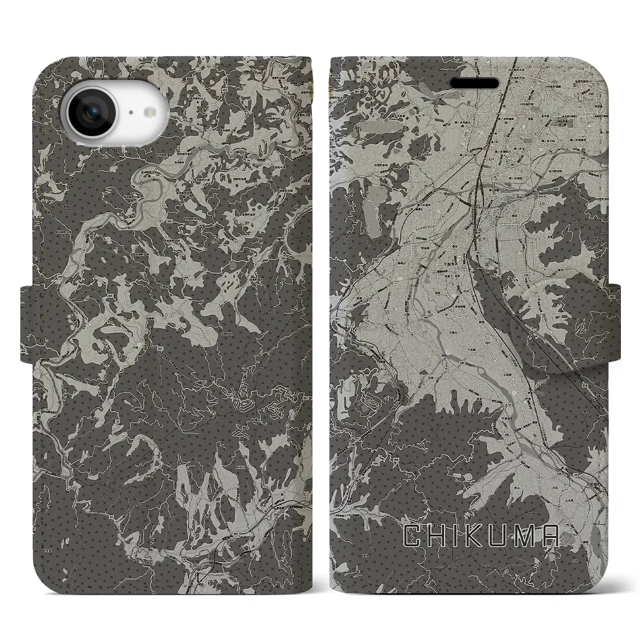 【千曲（長野県）】地図柄iPhoneケース（手帳タイプ）