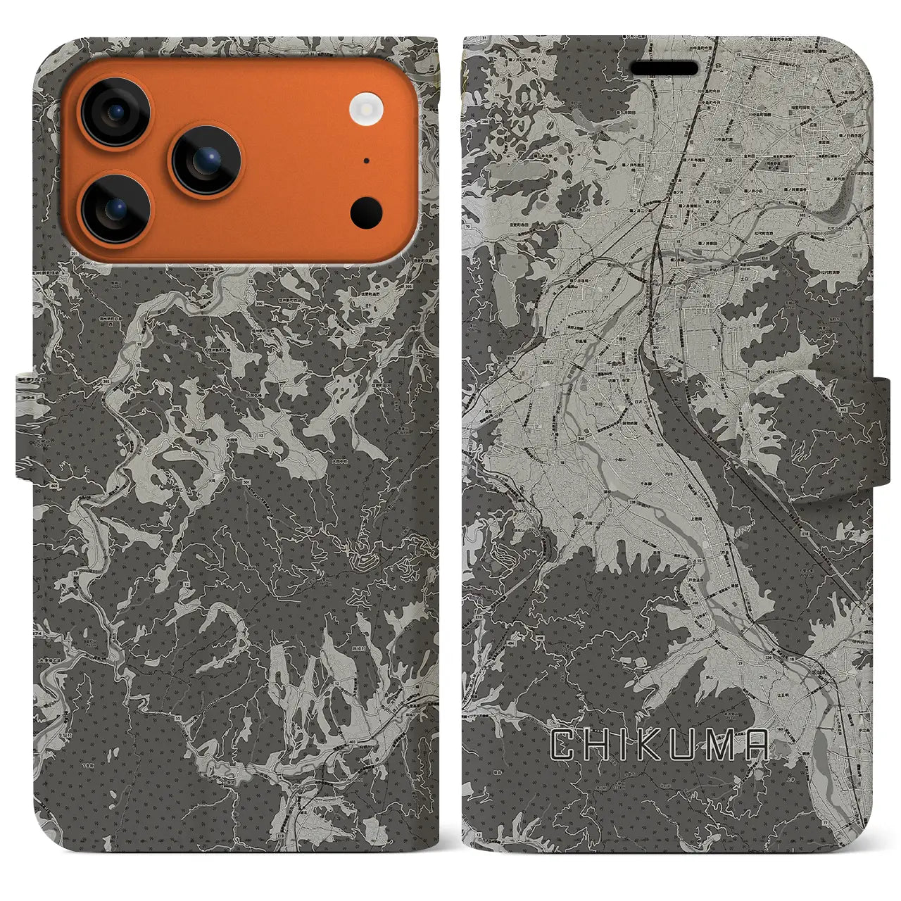 【千曲（長野県）】地図柄iPhoneケース（手帳タイプ）