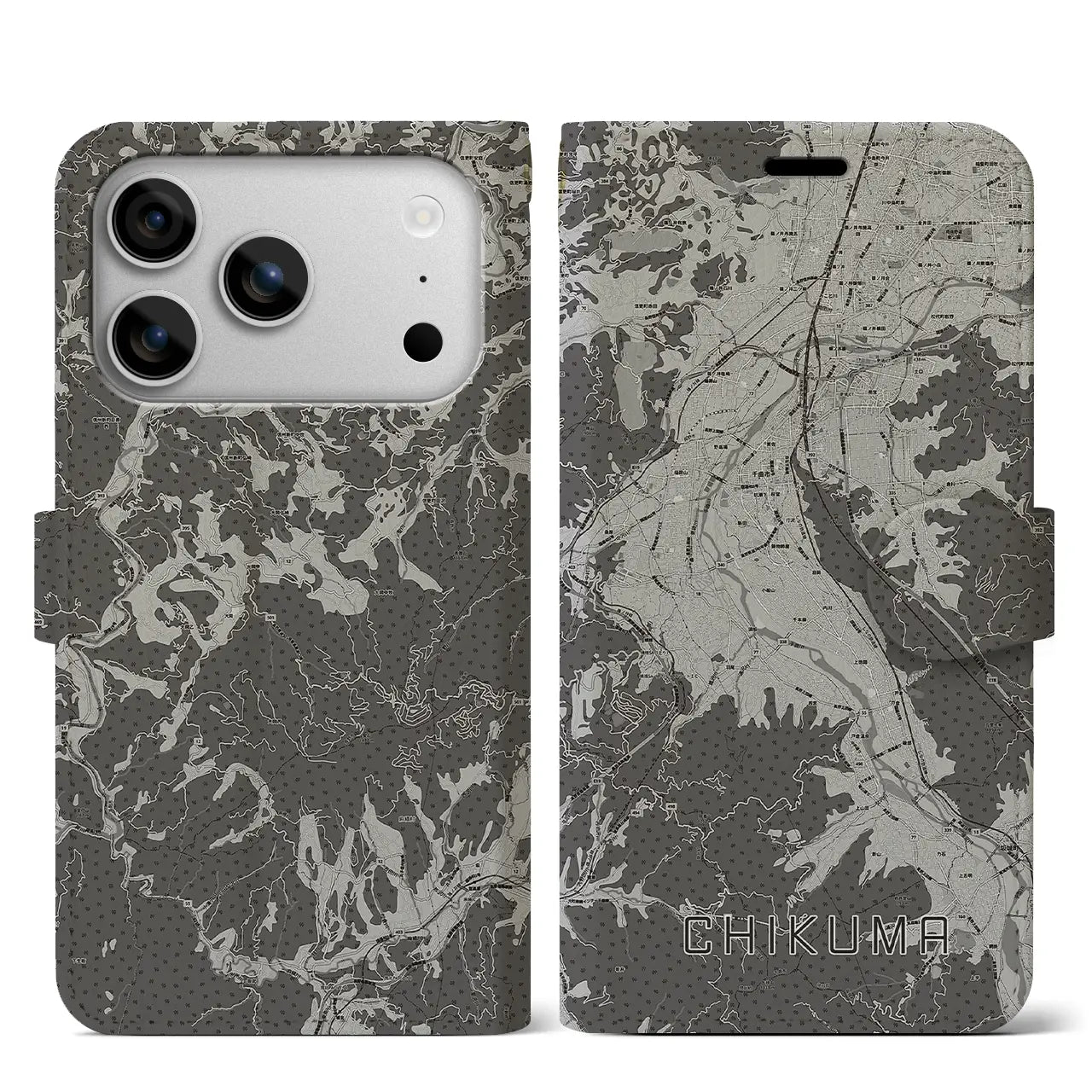 【千曲（長野県）】地図柄iPhoneケース（手帳タイプ）