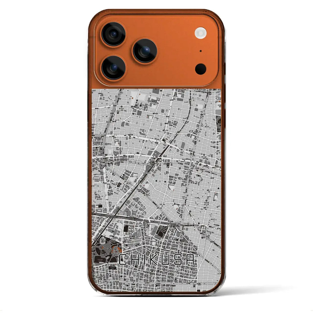 【千種(愛知県)】地図柄iPhoneケース(クリアタイプ)モノトーン・iPhone 17 Pro Max 用