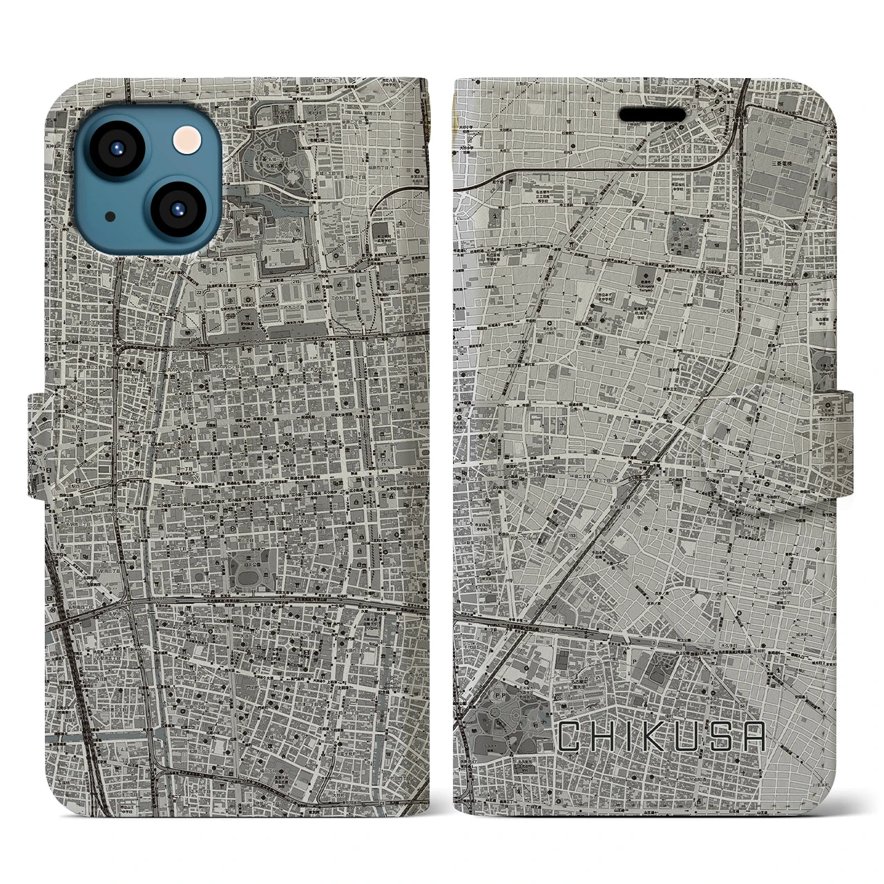 【千種（愛知県）】地図柄iPhoneケース（手帳タイプ）