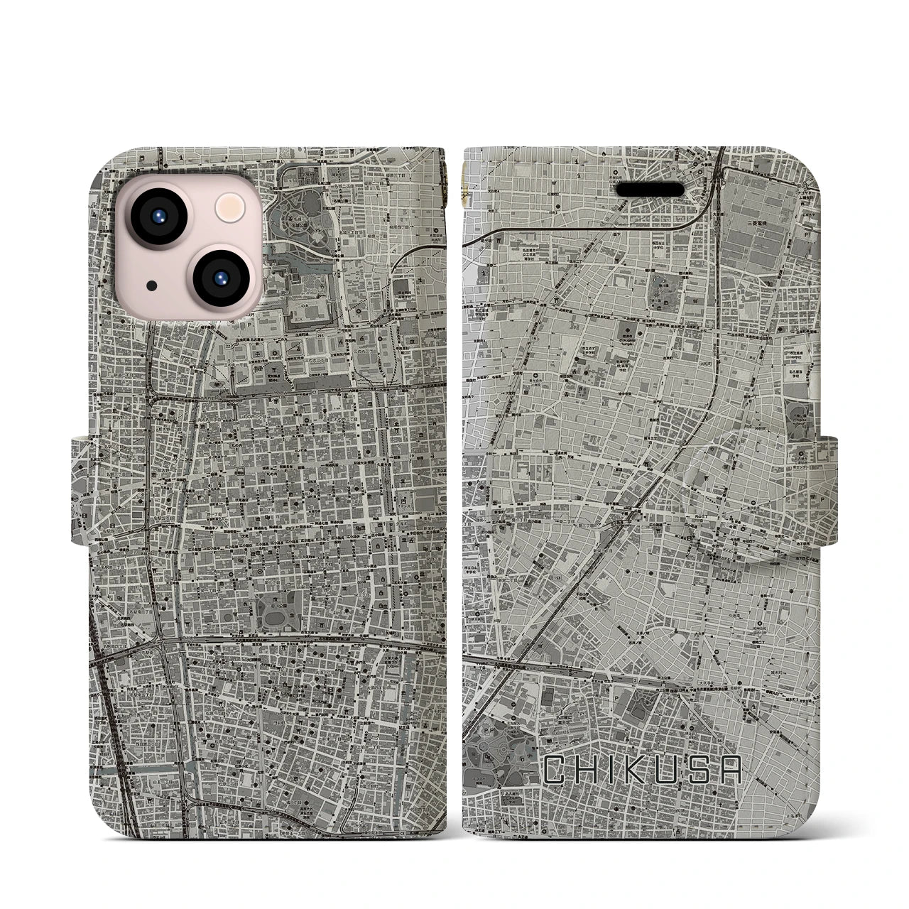 【千種（愛知県）】地図柄iPhoneケース（手帳タイプ）