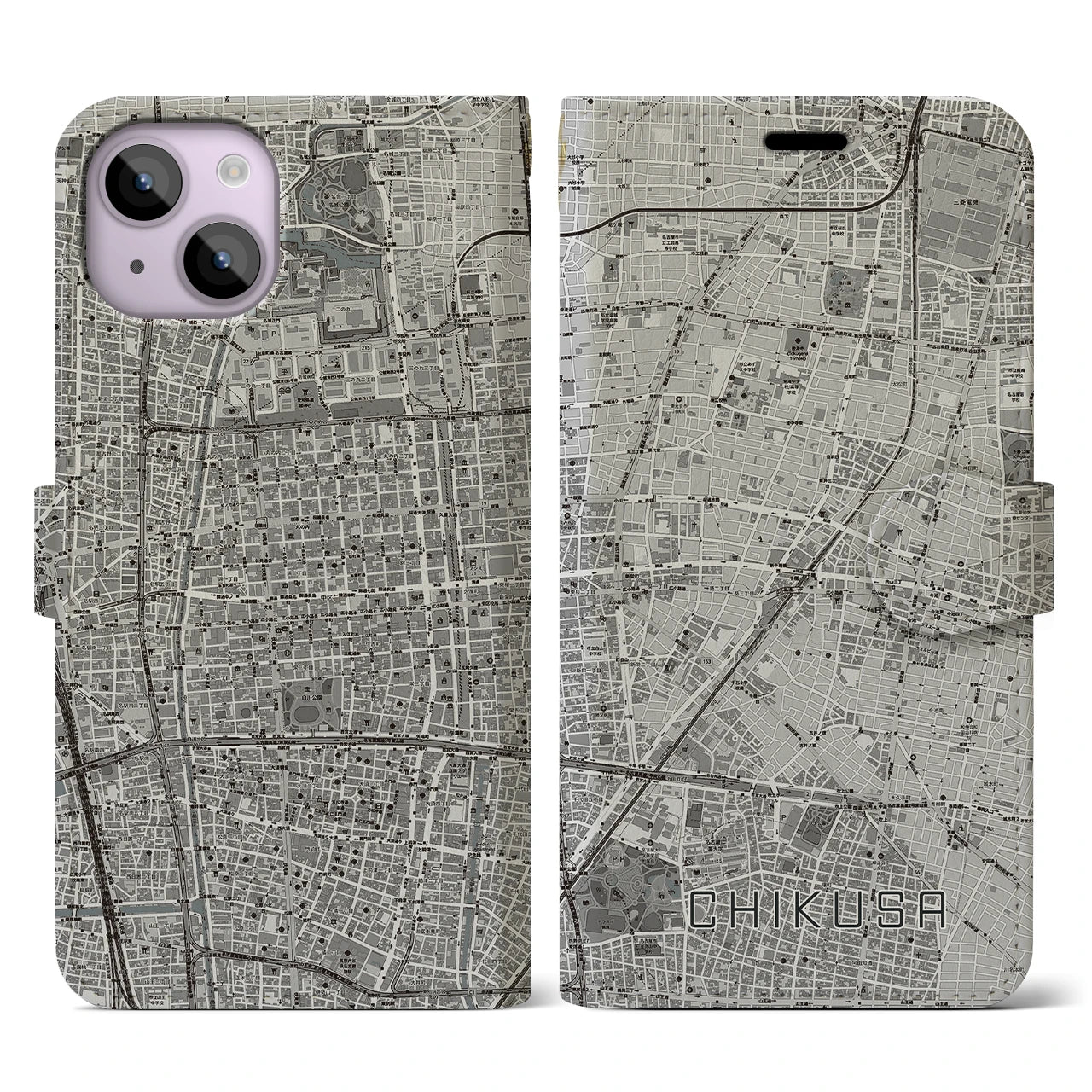 【千種（愛知県）】地図柄iPhoneケース（手帳タイプ）