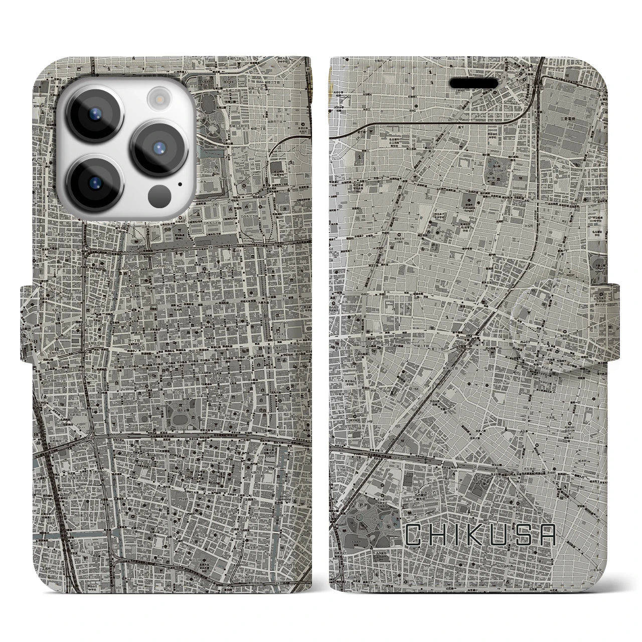 【千種（愛知県）】地図柄iPhoneケース（手帳タイプ）