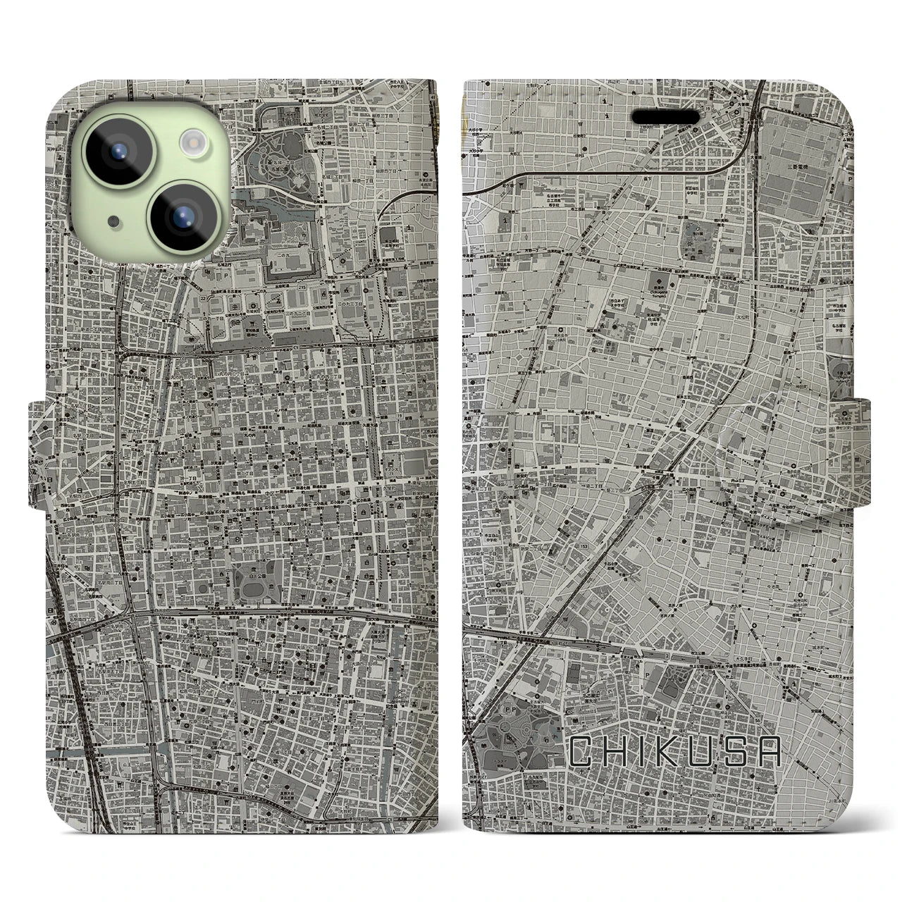 【千種（愛知県）】地図柄iPhoneケース（手帳タイプ）