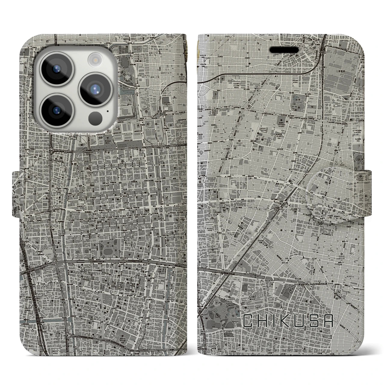 【千種（愛知県）】地図柄iPhoneケース（手帳タイプ）