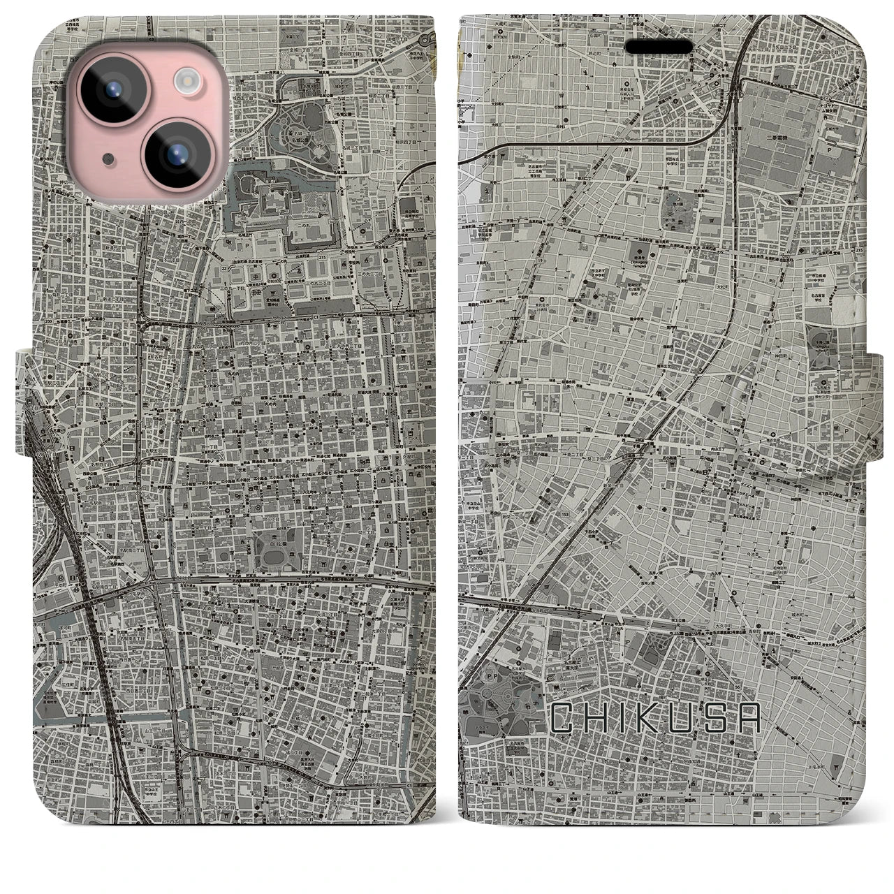 【千種（愛知県）】地図柄iPhoneケース（手帳タイプ）