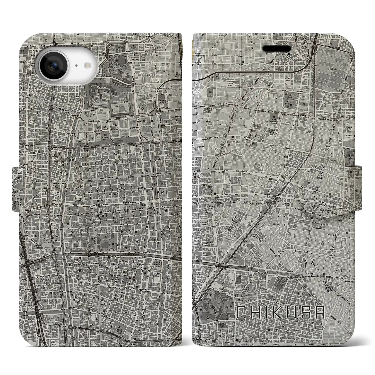 【千種（愛知県）】地図柄iPhoneケース（手帳タイプ）