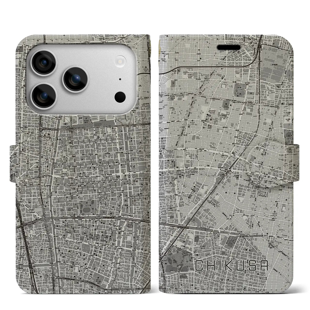 【千種（愛知県）】地図柄iPhoneケース（手帳タイプ）