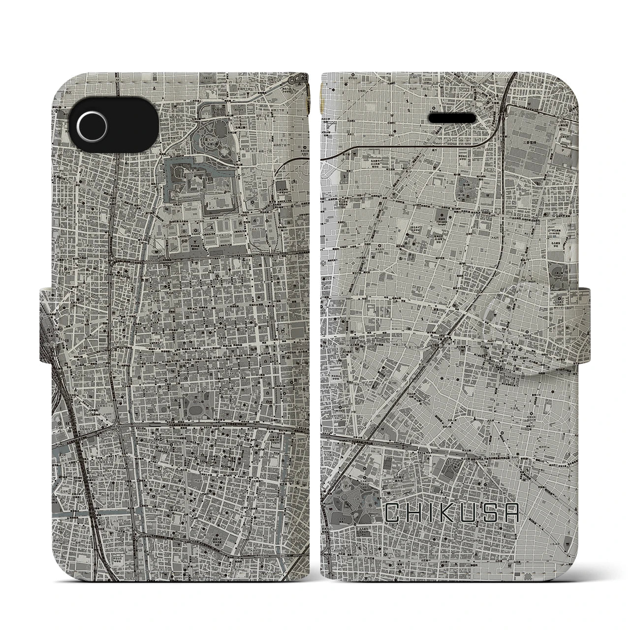 【千種（愛知県）】地図柄iPhoneケース（手帳タイプ）