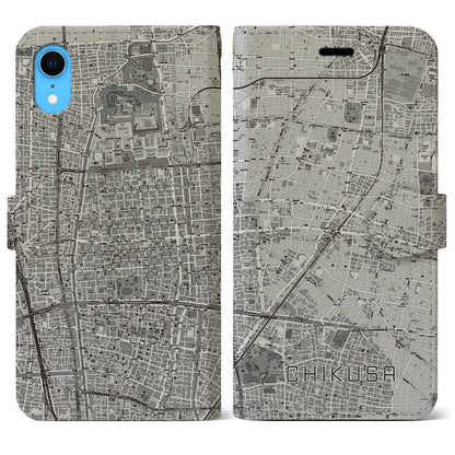 【千種（愛知県）】地図柄iPhoneケース（手帳タイプ）モノトーン・iPhone XR 用