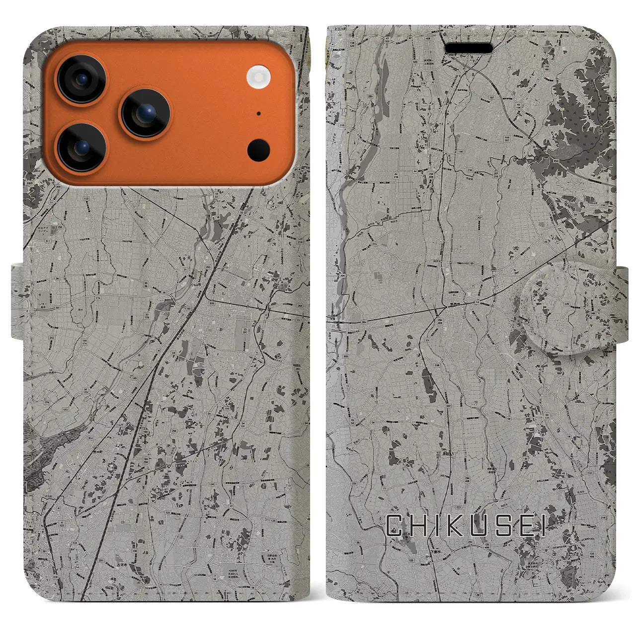 【筑西（茨城県）】地図柄iPhoneケース（手帳タイプ）