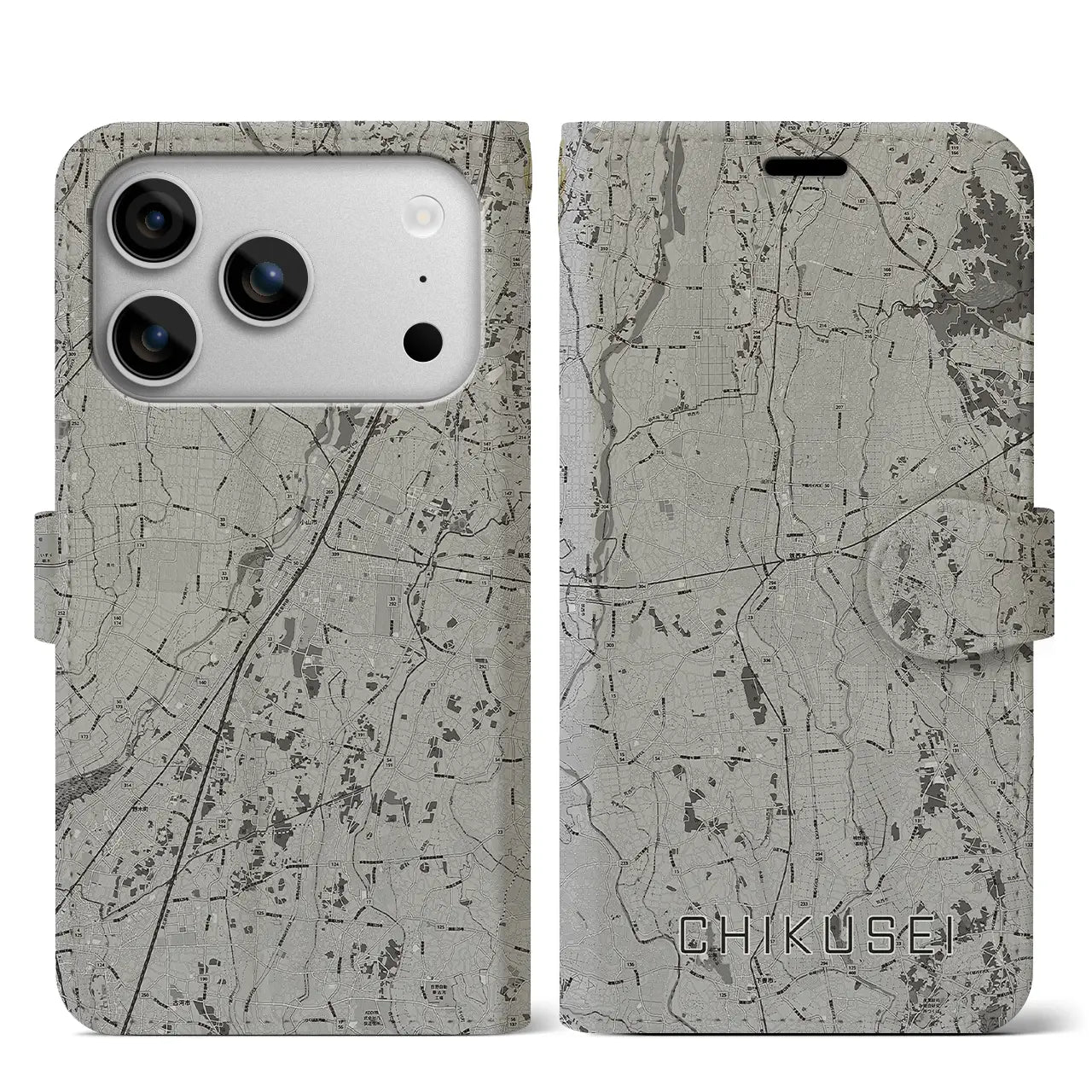 【筑西（茨城県）】地図柄iPhoneケース（手帳タイプ）