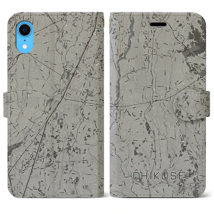【筑西（茨城県）】地図柄iPhoneケース（手帳タイプ）モノトーン・iPhone XR 用