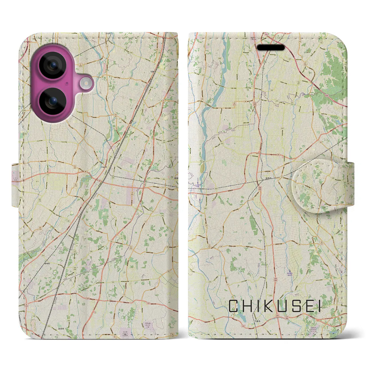 【筑西（茨城県）】地図柄iPhoneケース（手帳タイプ）