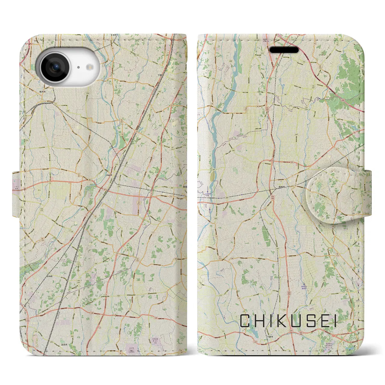 【筑西（茨城県）】地図柄iPhoneケース（手帳タイプ）