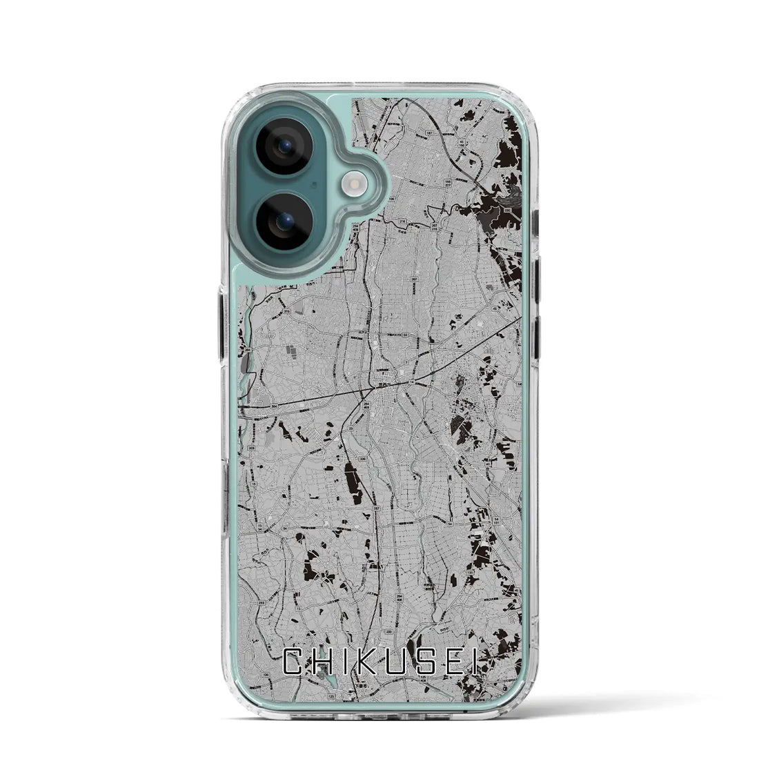 【筑西（茨城県）】地図柄iPhoneケース（MagSafeタイプ）モノトーン・iPhone 16 Pro 用