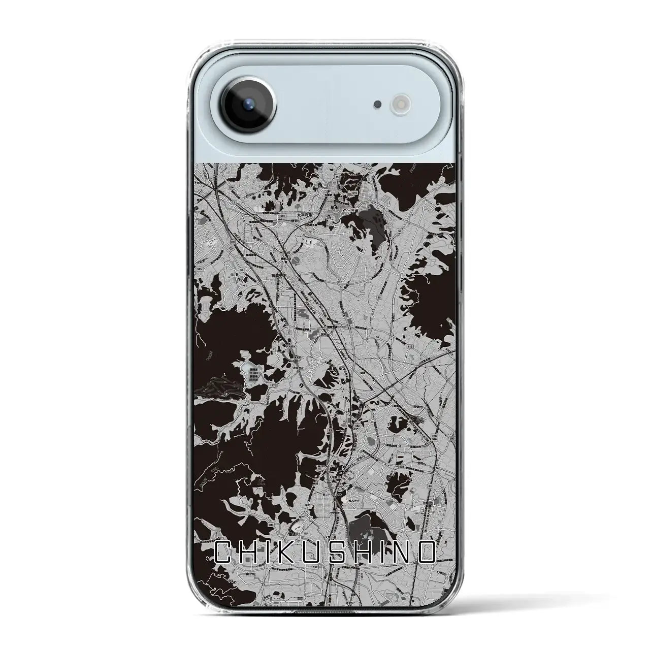 【筑紫野（福岡県）】地図柄iPhoneケース（クリアタイプ）モノトーン・iPhone 17 Pro Max 用