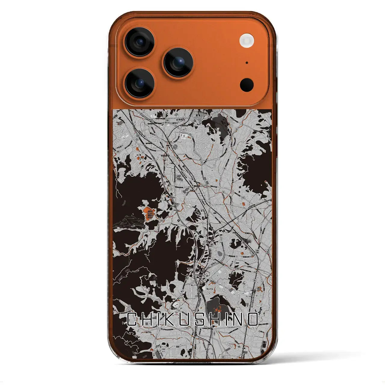 【筑紫野（福岡県）】地図柄iPhoneケース（クリアタイプ）モノトーン・iPhone 17 Pro Max 用