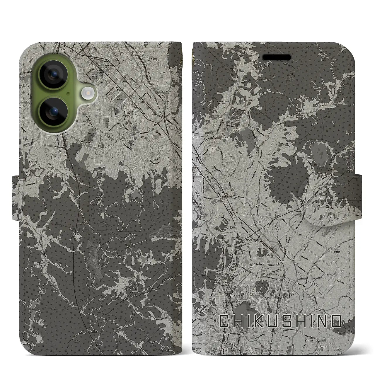 【筑紫野（福岡県）】地図柄iPhoneケース（手帳タイプ）