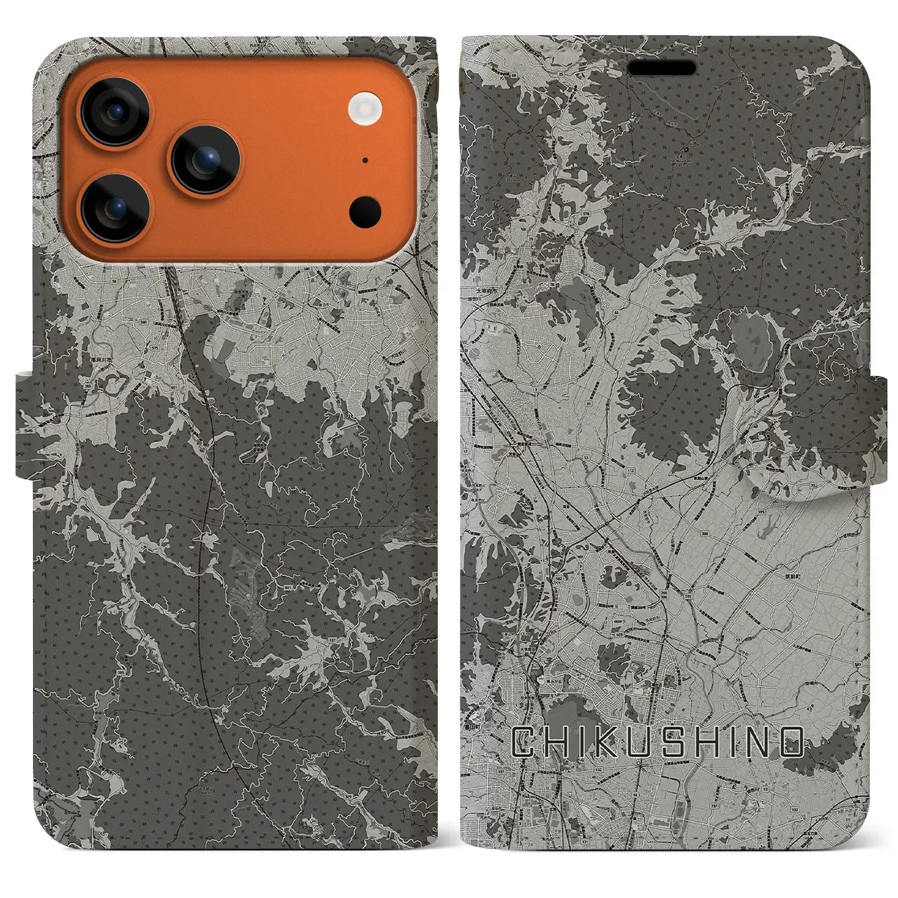 【筑紫野（福岡県）】地図柄iPhoneケース（手帳タイプ）