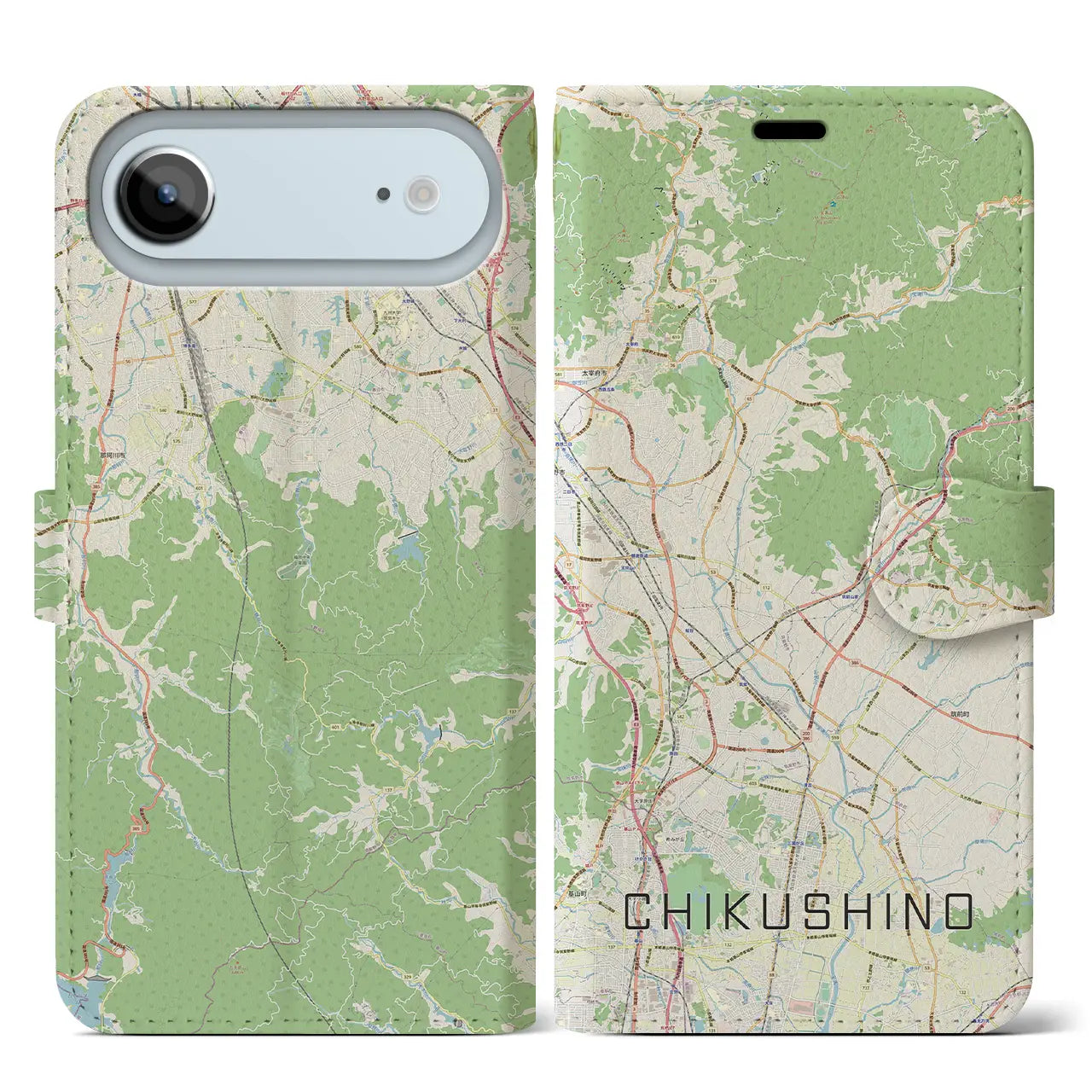 【筑紫野（福岡県）】地図柄iPhoneケース（手帳タイプ）