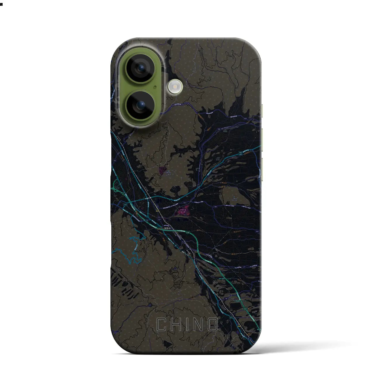 【茅野（長野県）】地図柄iPhoneケース（バックカバータイプ）