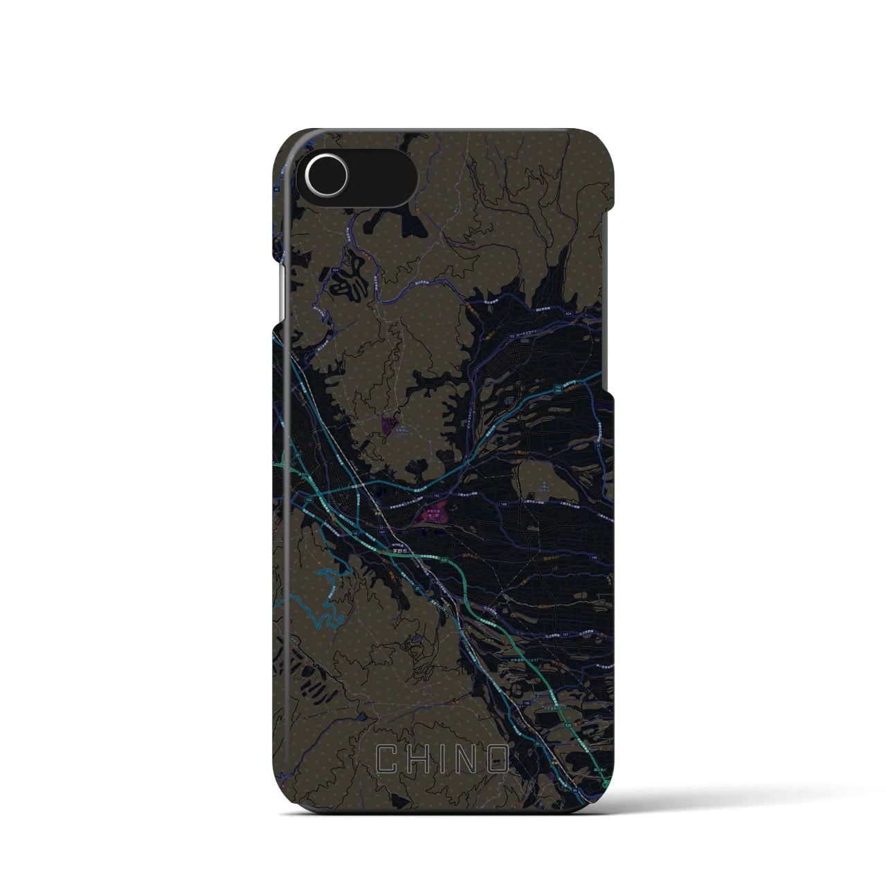 【茅野（長野県）】地図柄iPhoneケース（バックカバータイプ）