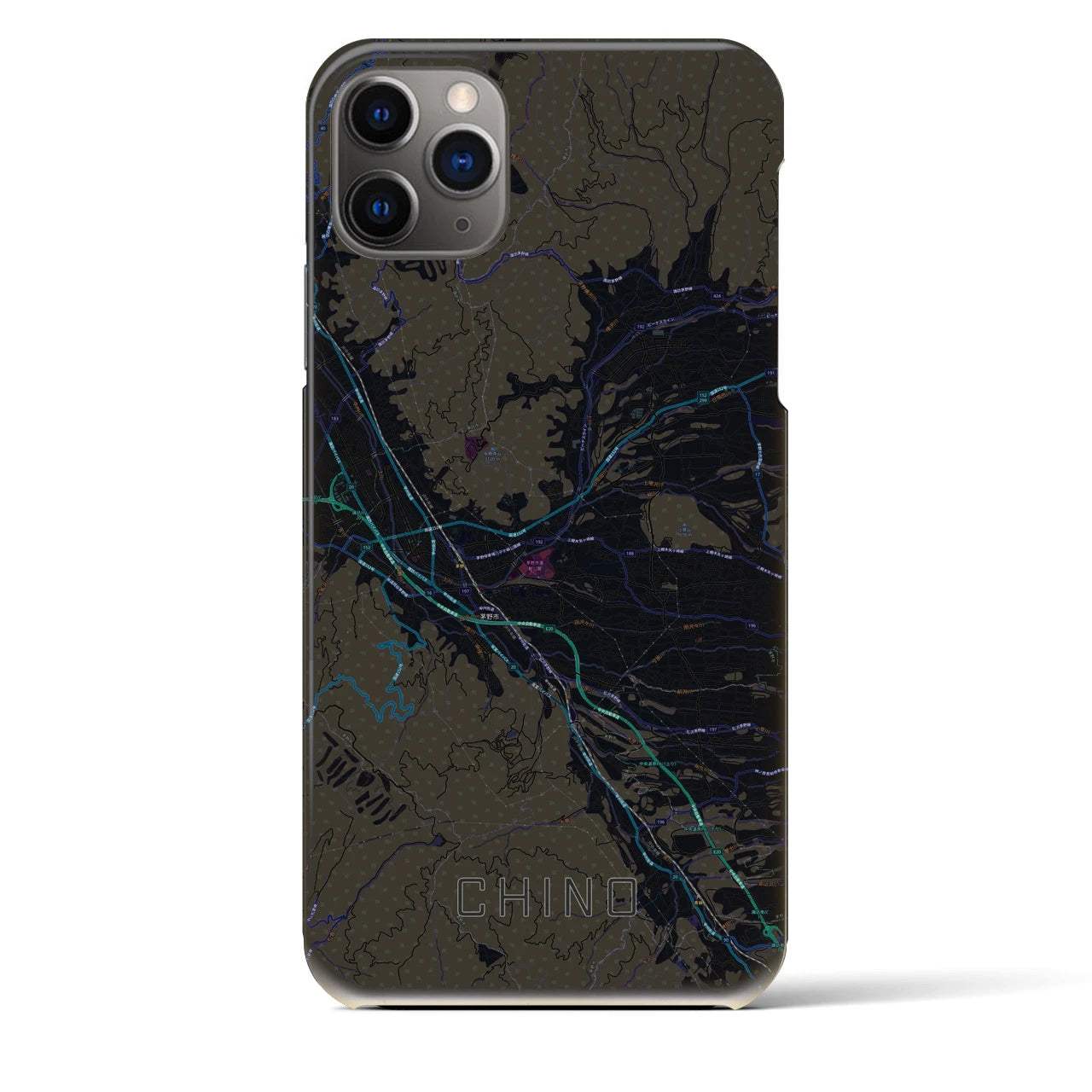 【茅野（長野県）】地図柄iPhoneケース（バックカバータイプ）