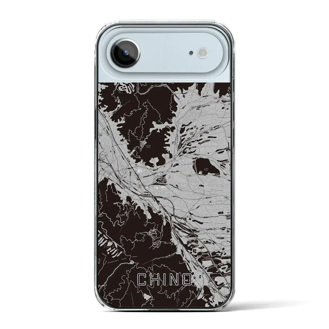【茅野(長野県)】地図柄iPhoneケース(クリアタイプ)モノトーン・iPhone 17 Pro Max 用