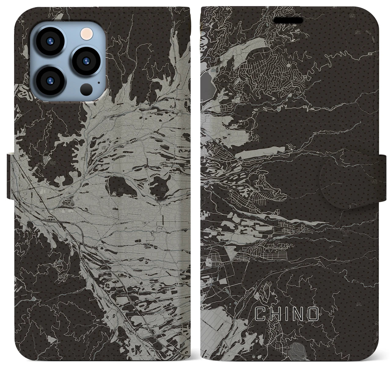 【茅野（長野県）】地図柄iPhoneケース（手帳タイプ）