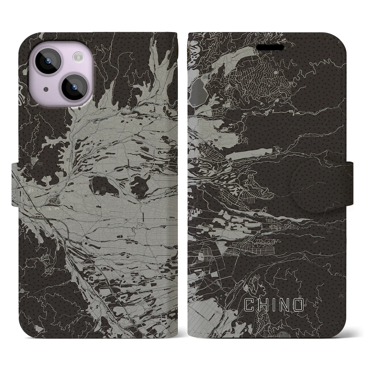 【茅野（長野県）】地図柄iPhoneケース（手帳タイプ）