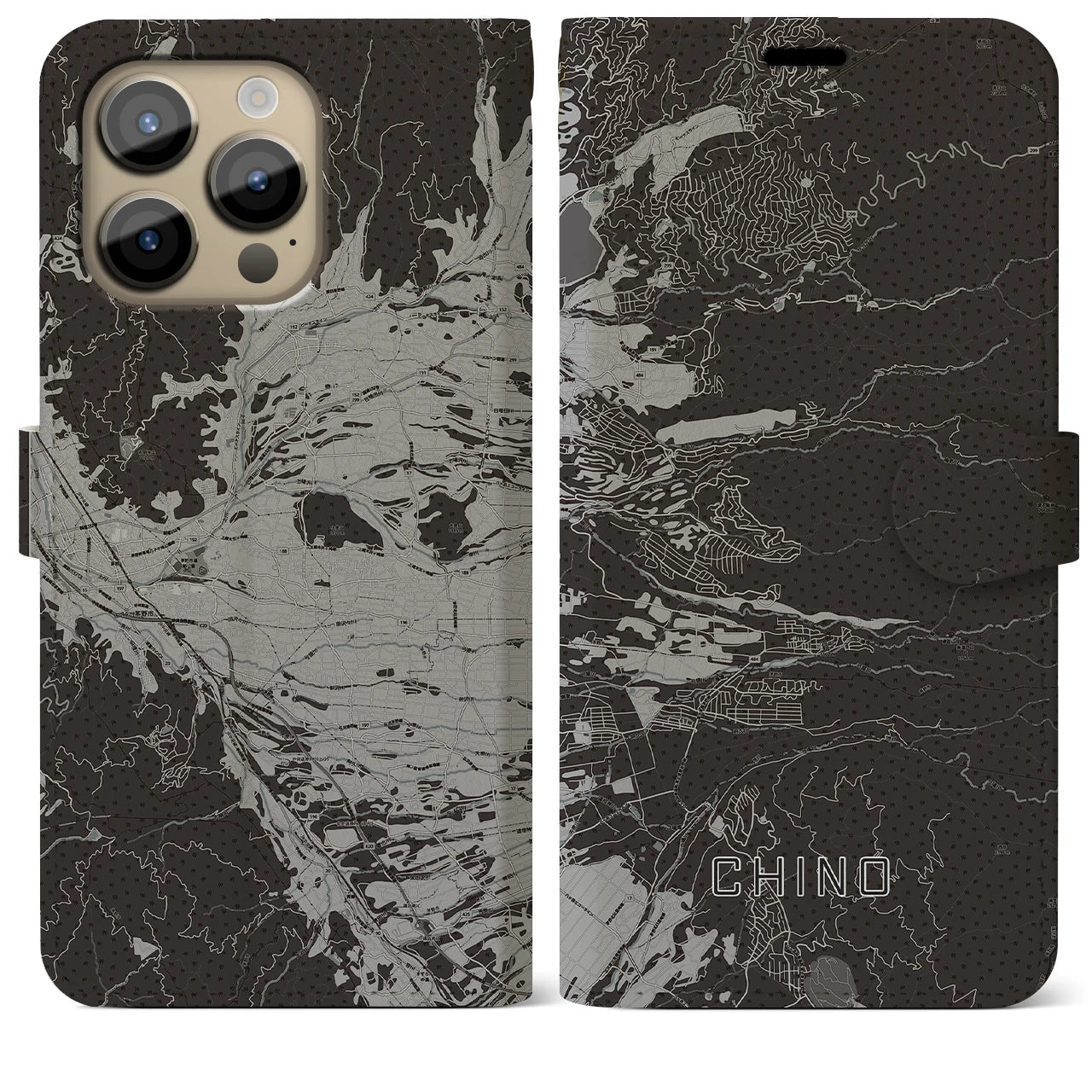 【茅野（長野県）】地図柄iPhoneケース（手帳タイプ）