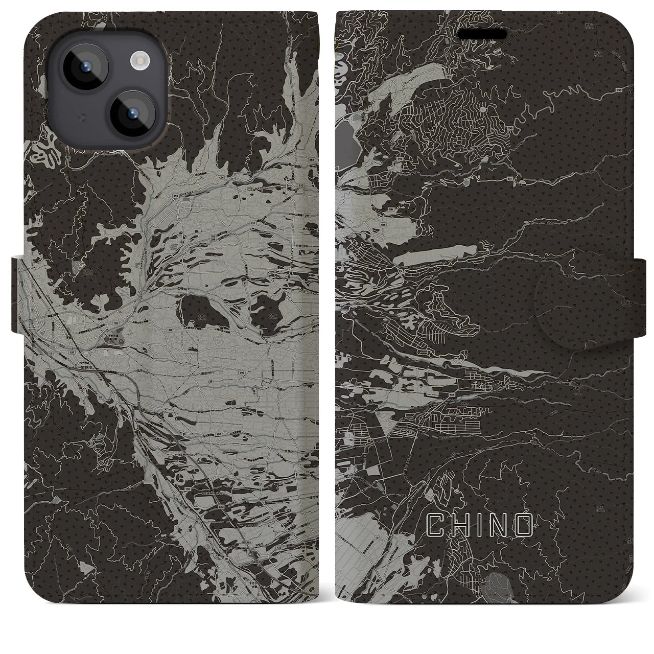 【茅野（長野県）】地図柄iPhoneケース（手帳タイプ）