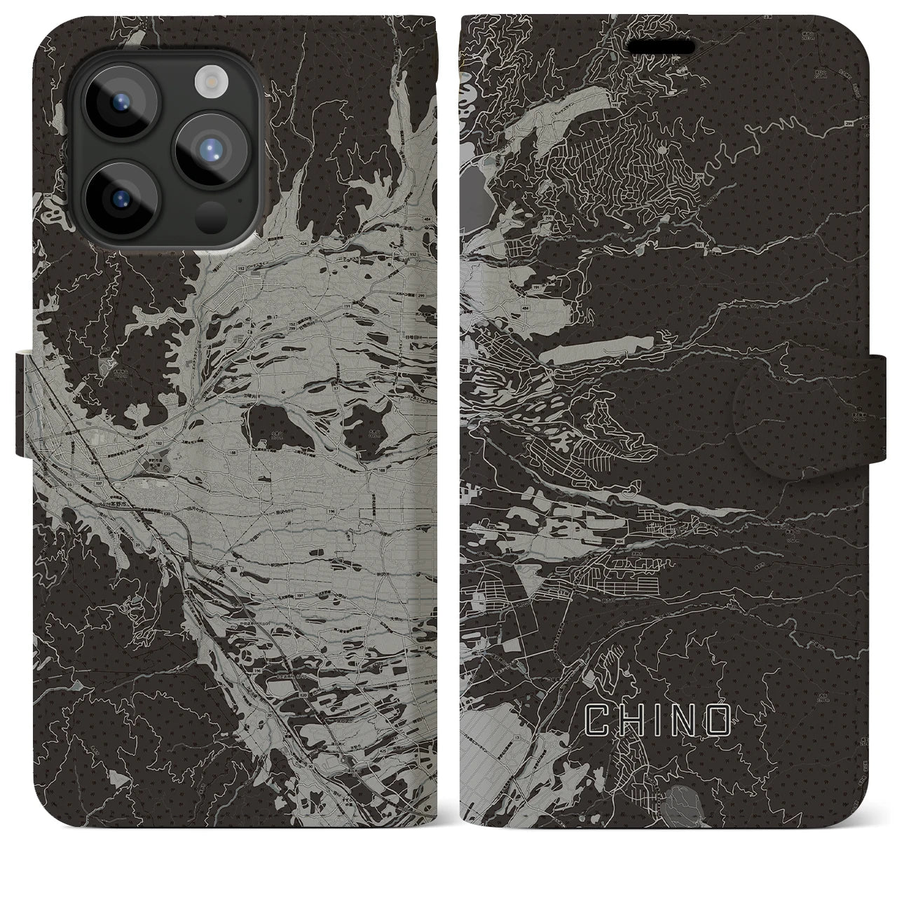 【茅野（長野県）】地図柄iPhoneケース（手帳タイプ）