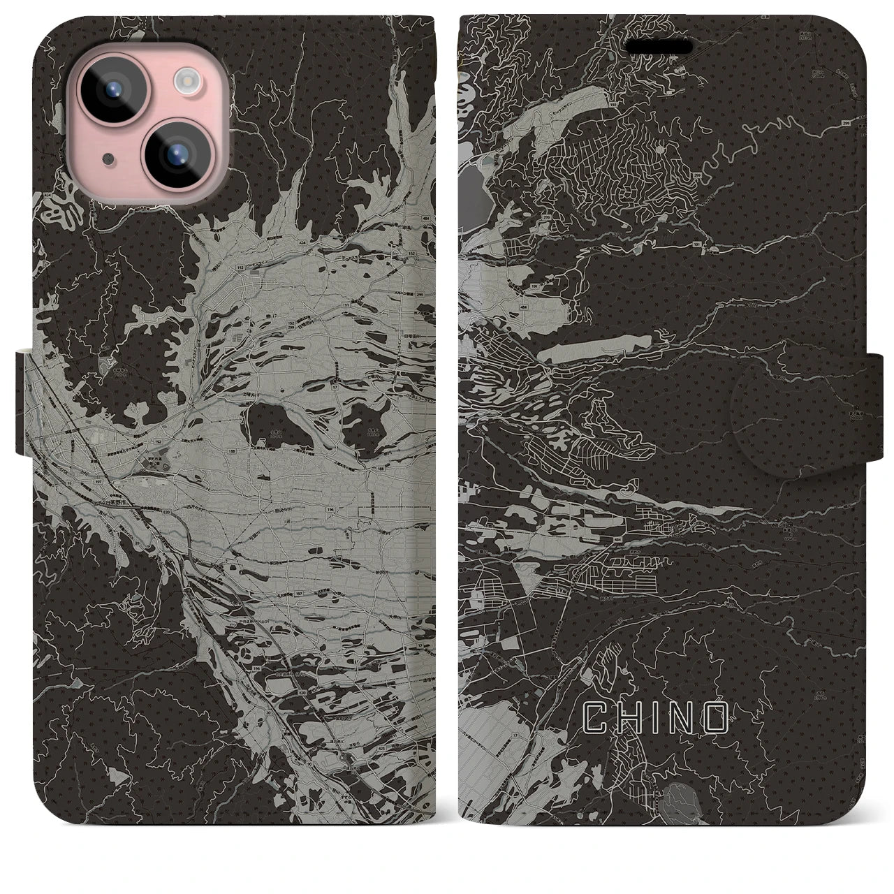 【茅野（長野県）】地図柄iPhoneケース（手帳タイプ）