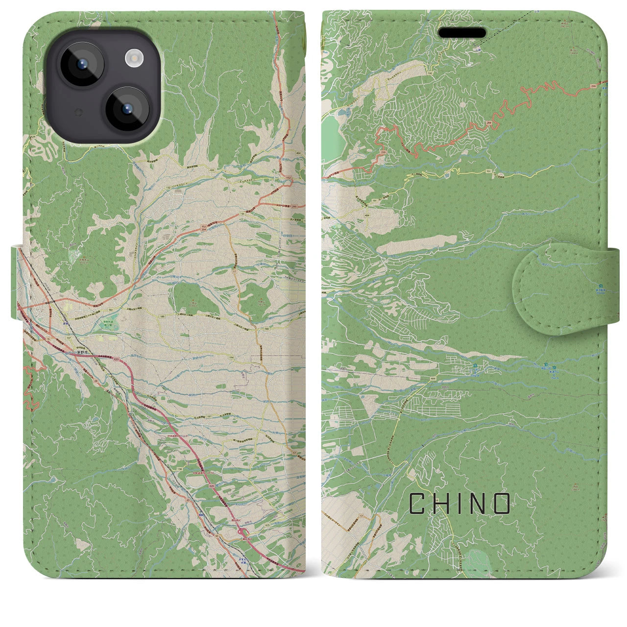 【茅野（長野県）】地図柄iPhoneケース（手帳タイプ）