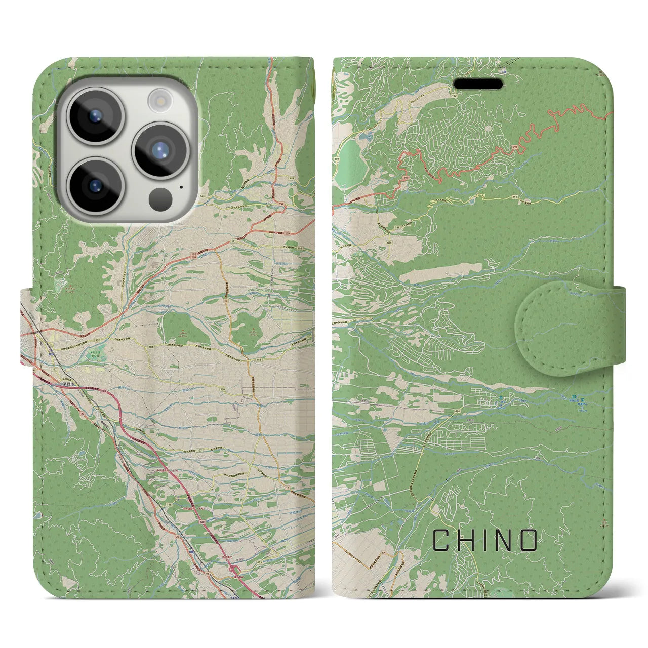 【茅野（長野県）】地図柄iPhoneケース（手帳タイプ）